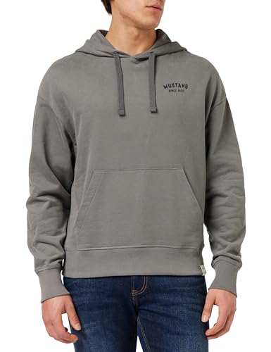 MUSTANG Herren Style Bennet Back Print Kapuzenpullover, Charcoal Gray 4063, L von MUSTANG