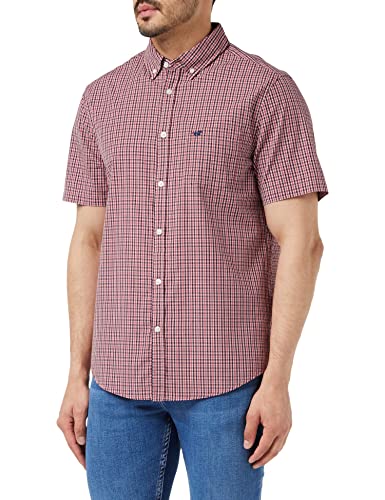 MUSTANG Herren Style Collin Klassisches Hemd, 2312_red_Blue_mini Check 12446, L von MUSTANG