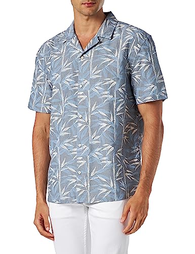 MUSTANG Herren Style Collin Shirt Klassisches Hemd, 2312_Bambus Two-Color AOP_Blue 12461, M von MUSTANG