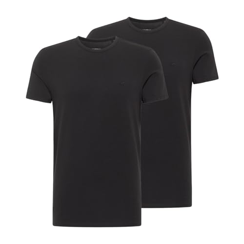 MUSTANG Herren T-Shirt Allen 2er Pack - Regular Fit S- 3XL Weiss Schwarz Stretch, Größe:3XL, Farbe:Black 4142 von MUSTANG
