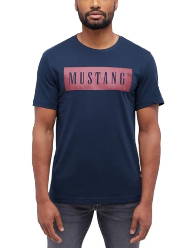 MUSTANG Herren T-Shirt Austin - Regular Fit S-3XL Weiss Schwarz Gün Baumwolle, Größe:M, Farbe:Carbon 4135 von MUSTANG