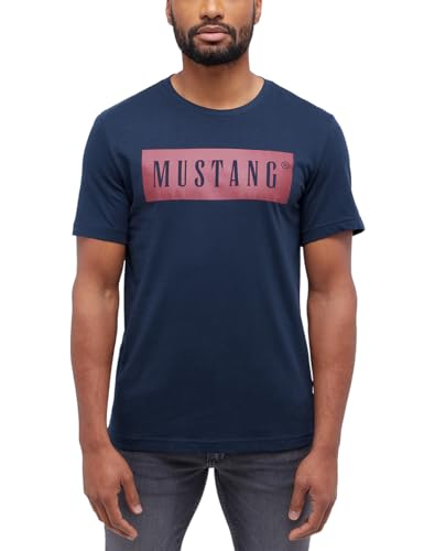 MUSTANG Herren T-Shirt Austin - Regular Fit S-3XL Weiss Schwarz Gün Baumwolle, Größe:XL, Farbe:Carbon 4135 von MUSTANG