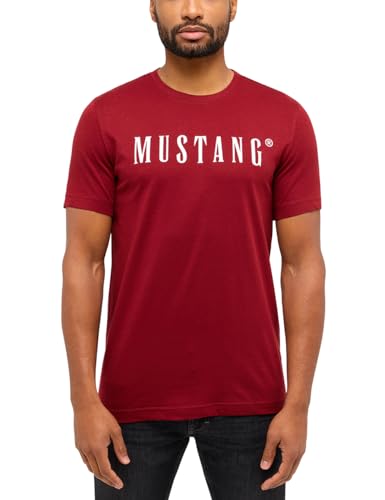 MUSTANG Herren T-Shirt Austin - Regular Fit S-3XL Weiss Schwarz Gün Beige Rot Grau Baumwolle, Größe:M, Farbe:Syrah 7187 von MUSTANG