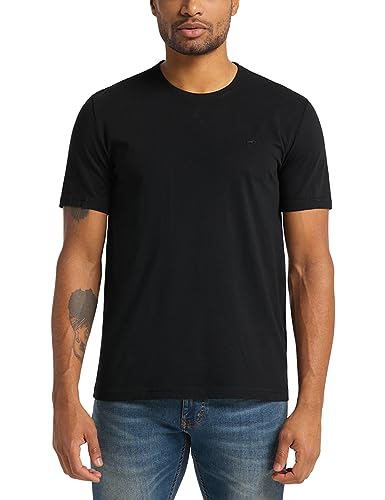 MUSTANG Herren T-Shirt Crew-Neck 2er Pack S - 6XL Schwarz Weiss 100% Baumwolle, Größe:5XL, Farbe:Black 4142-0 von MUSTANG