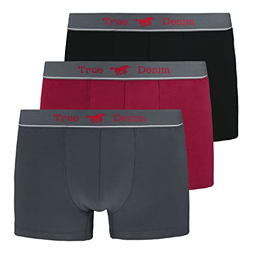 MUSTANG Herren Unterhosen Retro Boxer Luan 3er Pack, Farbe:Mehrfarbig, Wäschegröße:M, Artikel:-427 Black/anthrazit/red von MUSTANG