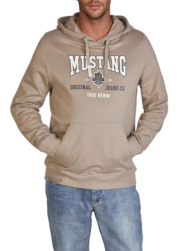 Mustang Hoodie Herren Bennet Regular Fit Kapuzenpullover Pullover Print 100% Baumwolle, Größe:M, Farbe:Moon Rock (1016077-3134) von Mustang