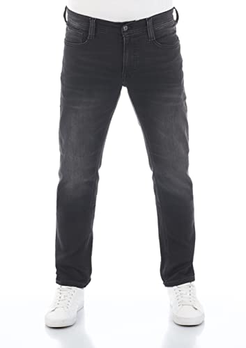MUSTANG Jeans Herren Stretch lang Real X Oregon Tapered K Stretchhose Jeanshose Sweathose Denim Baumwolle, Länge:34L, Farbe:Black Denim (881), Weite:42W von MUSTANG