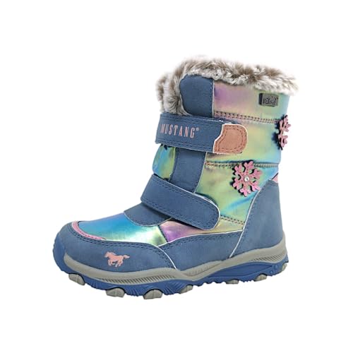 Mustang Kinder Booty /K19/ Kinderschuhe Mädchen Winterstiefel Blau Freizeit, Schuhgröße:34 EU von Mustang