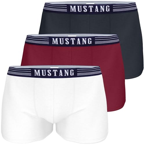 MUSTANG Herren Boxershorts Retropants 3er-Pack Navy/Weiß/Rot von MUSTANG