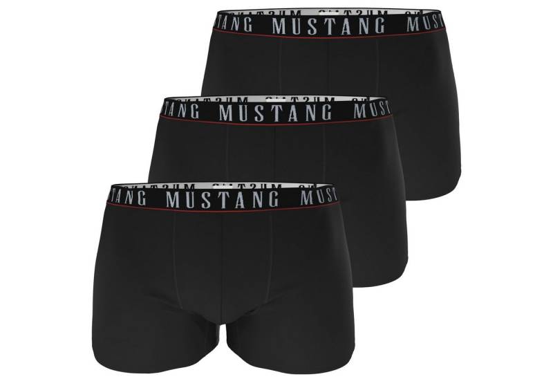 MUSTANG Retro Boxer Boxershorts Retropants Unterhosen (3-St) 3x Schwarz mit eingewebtem roten Streifen von MUSTANG