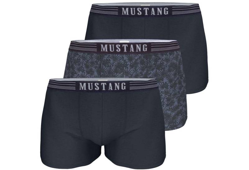 MUSTANG Retro Boxer Boxershorts Retropants Unterhosen (Spar-Set, 3-St) 2x Navy, 1x Palmprint von MUSTANG