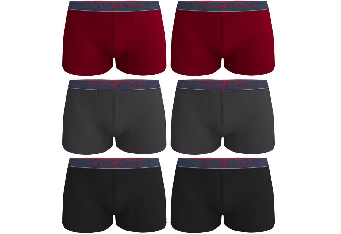 MUSTANG Retro Boxer LUAN Retro-Pants Herren Unterhose Boxershorts 6er-Pack (Spar-Set, 6-St) enge Passform, perfekter Sitz, elastischer Bund, maximaler Komfort von MUSTANG