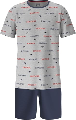 MUSTANG Short Set Schlafanzug Nachtwäsche Pyjama Oeko-TEX Standard 100 für Männer, Größe:XL, Farbe:Weiß von MUSTANG