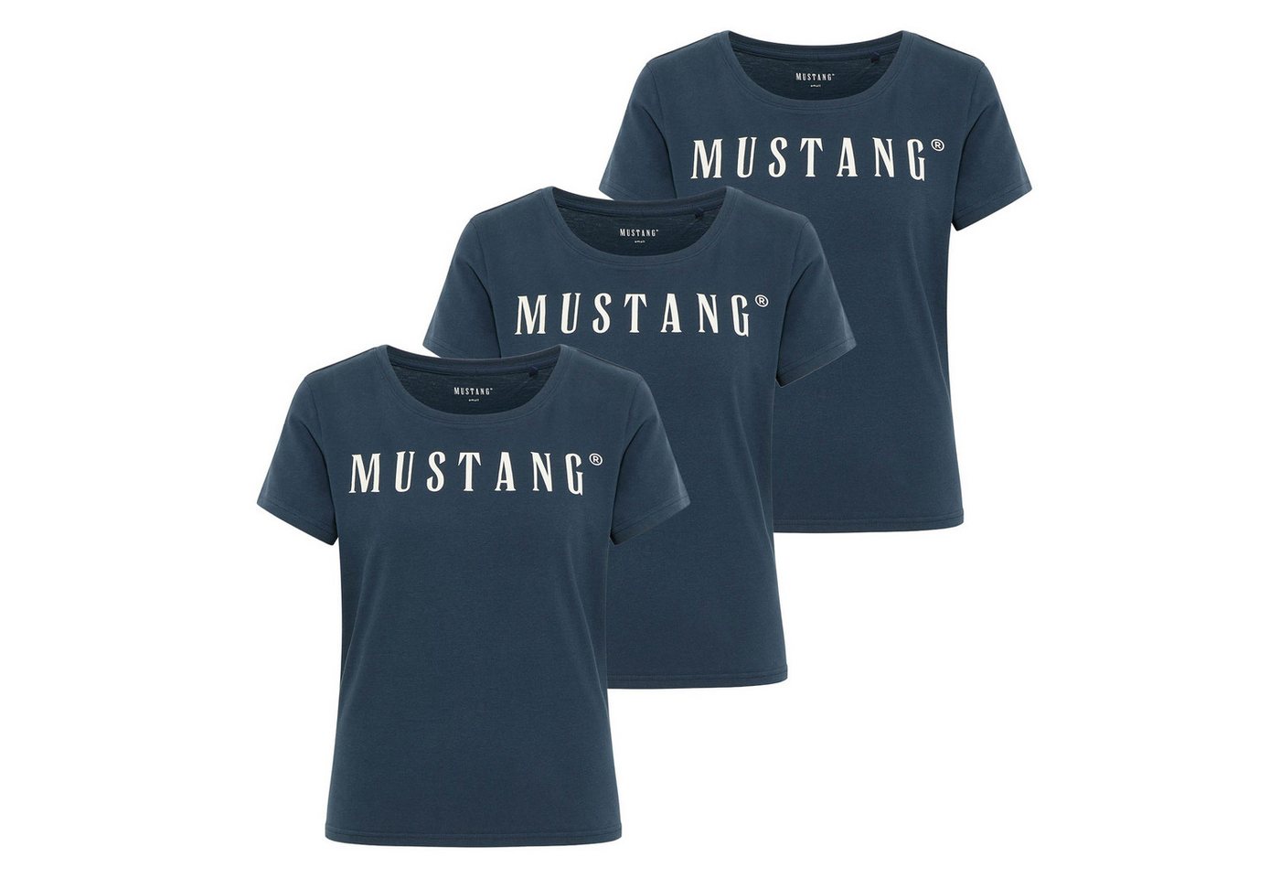 MUSTANG T-Shirt Damen T-Shirt 3er Pack Baumwolle Style Alma 3P (Packung, 3er Pack) von MUSTANG