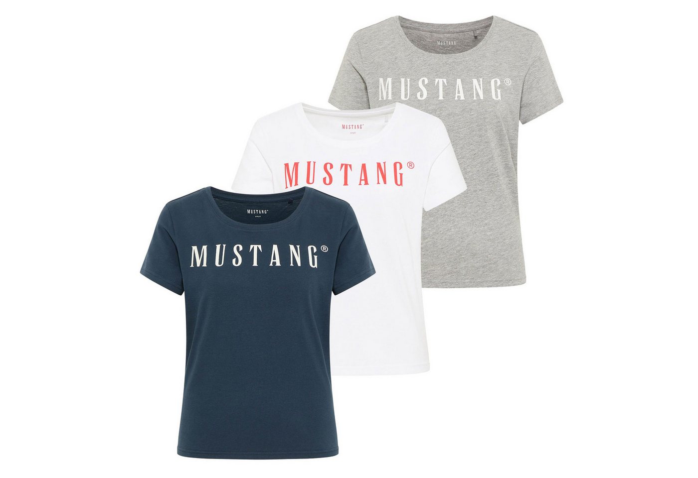 MUSTANG T-Shirt Damen T-Shirt 3er Pack Baumwolle Style Alma 3P (Packung, 3er Pack) von MUSTANG