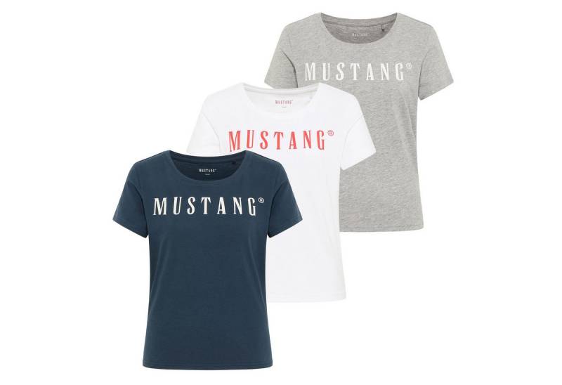 MUSTANG T-Shirt Damen T-Shirt 3er Pack Baumwolle Style Alma 3P (Packung, 3er Pack) von MUSTANG