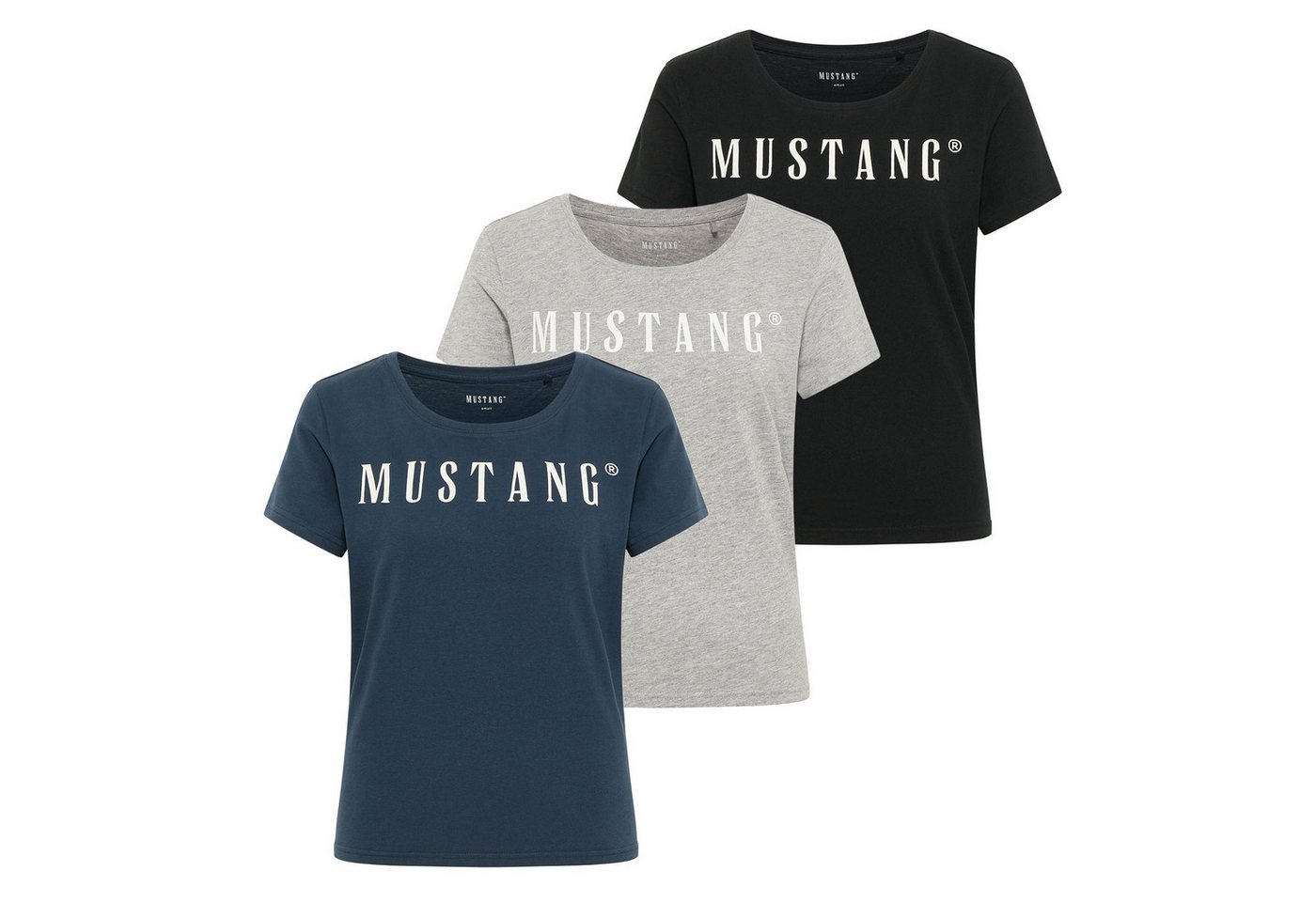 MUSTANG T-Shirt Damen T-Shirt 3er Pack Baumwolle Style Alma 3P (Packung, 3er Pack) von MUSTANG