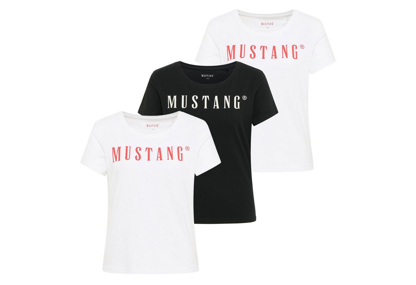 MUSTANG T-Shirt Damen T-Shirt 3er Pack Baumwolle Style Alma 3P (Packung, 3er Pack) von MUSTANG