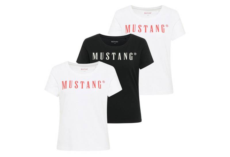 MUSTANG T-Shirt Damen T-Shirt 3er Pack Baumwolle Style Alma 3P (Packung, 3er Pack) von MUSTANG