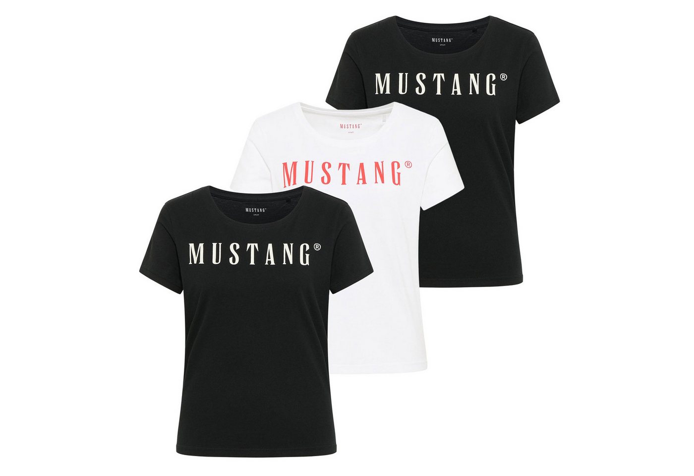 MUSTANG T-Shirt Damen T-Shirt 3er Pack Baumwolle Style Alma 3P (Packung, 3er Pack) von MUSTANG