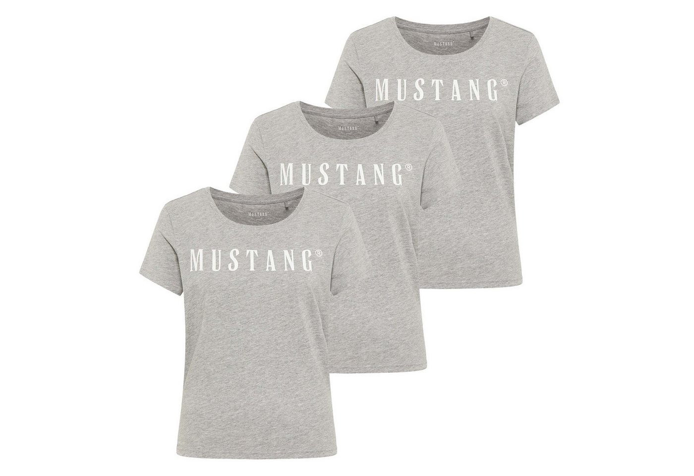 MUSTANG T-Shirt Damen T-Shirt 3er Pack Baumwolle Style Alma 3P (Packung, 3er Pack) von MUSTANG