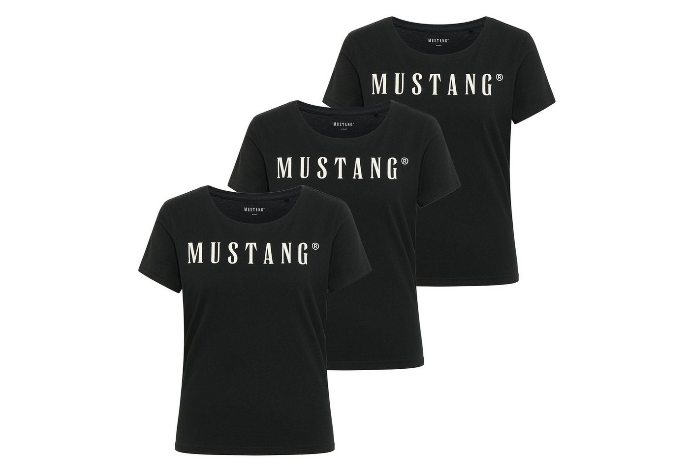 MUSTANG T-Shirt Damen T-Shirt 3er Pack Baumwolle Style Alma 3P (Packung, 3er Pack) von MUSTANG