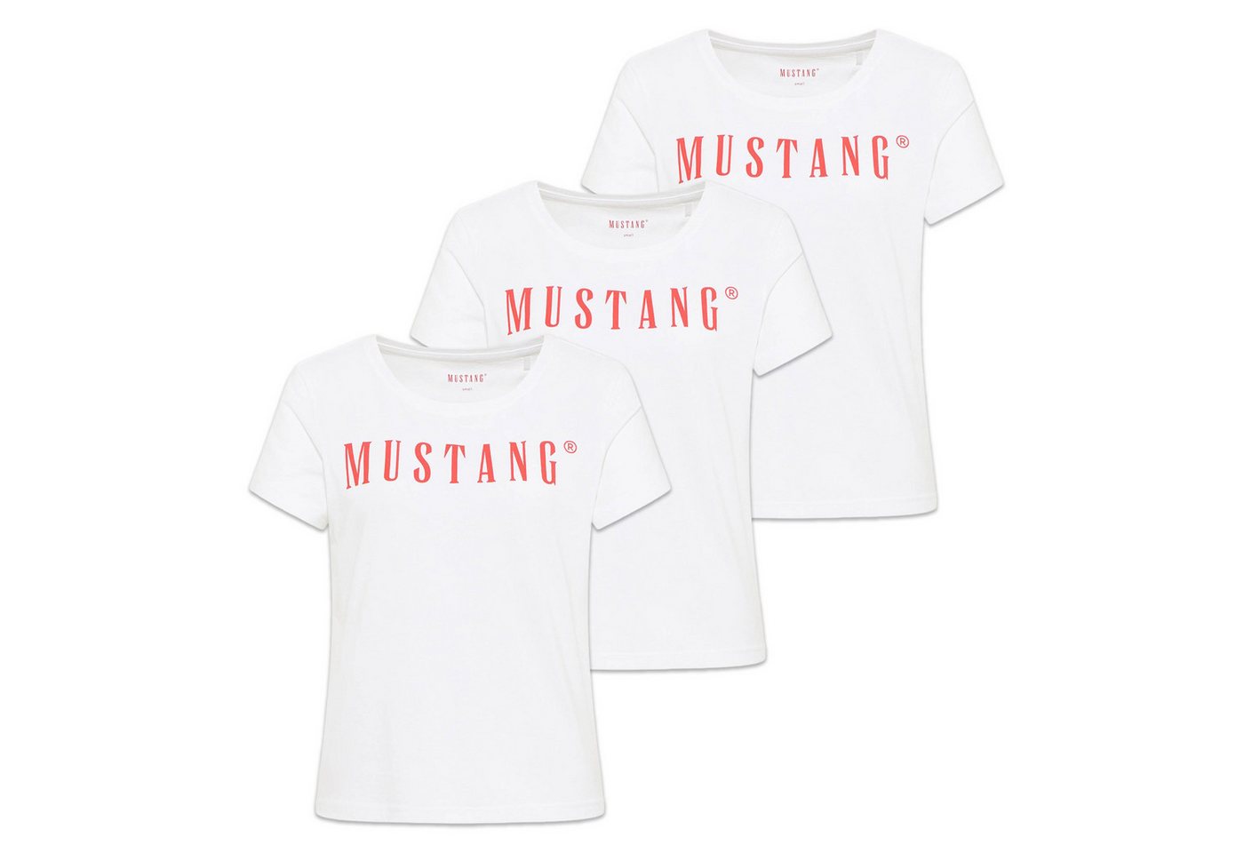 MUSTANG T-Shirt Damen T-Shirt 3er Pack Baumwolle Style Alma 3P (Packung, 3er Pack) von MUSTANG