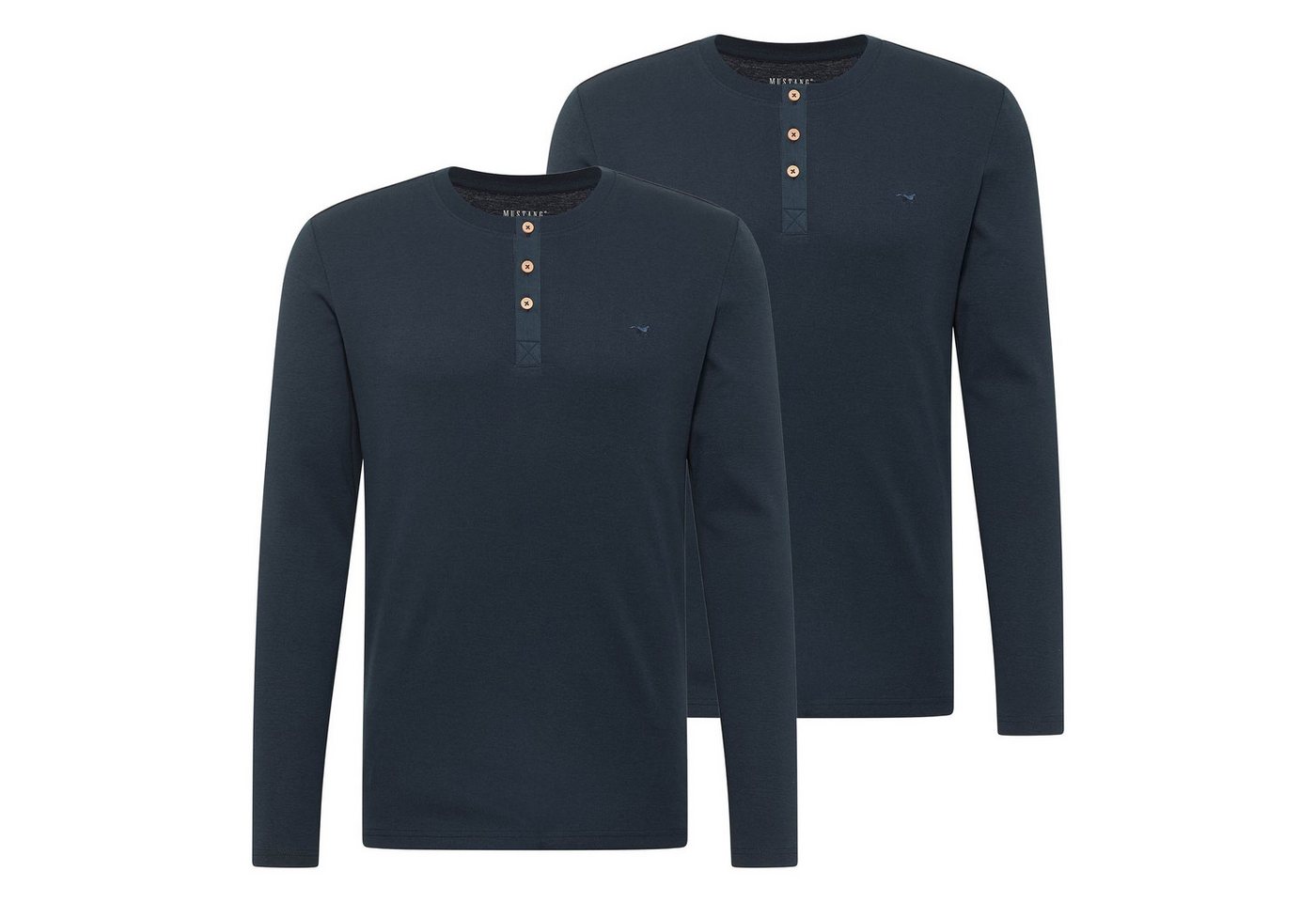 MUSTANG T-Shirt Herren Longsleeve 2er Pack Baumwolle (Packung, 2er Pack) von MUSTANG