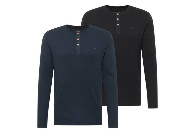 MUSTANG T-Shirt Herren Longsleeve 2er Pack Baumwolle (Packung, 2er Pack) von MUSTANG