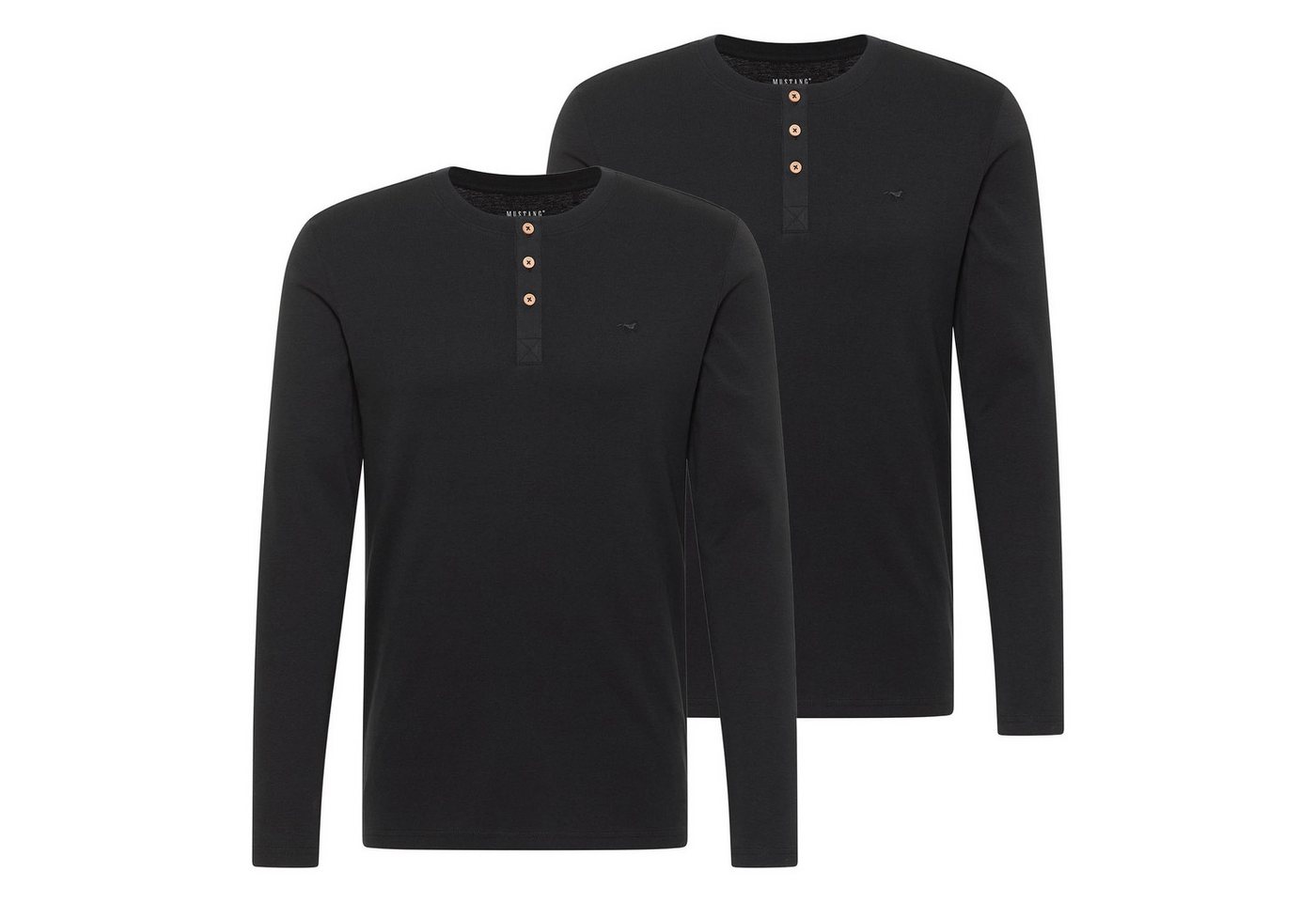 MUSTANG T-Shirt Herren Longsleeve 2er Pack Baumwolle (Packung, 2er Pack) von MUSTANG