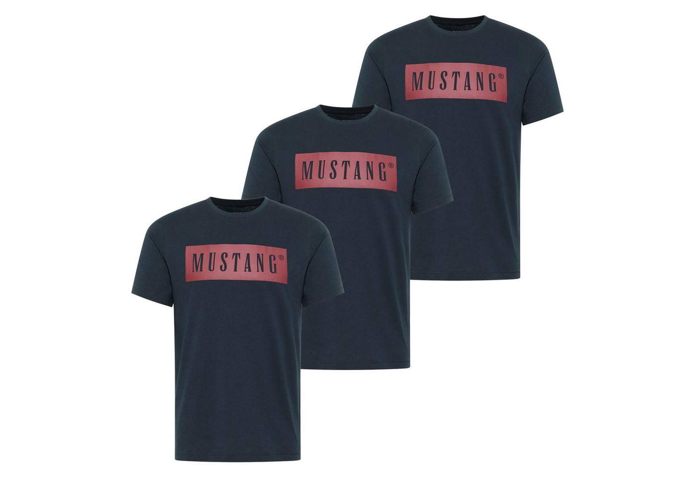 MUSTANG T-Shirt Herren T-Shirt 3er Pack Baumwolle Style Austin 3P (Packung, 3er Pack) von MUSTANG