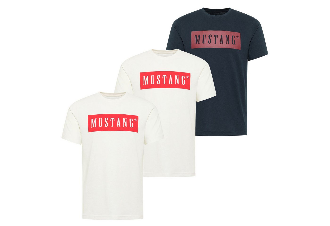 MUSTANG T-Shirt Herren T-Shirt 3er Pack Baumwolle Style Austin 3P (Packung, 3er Pack) von MUSTANG