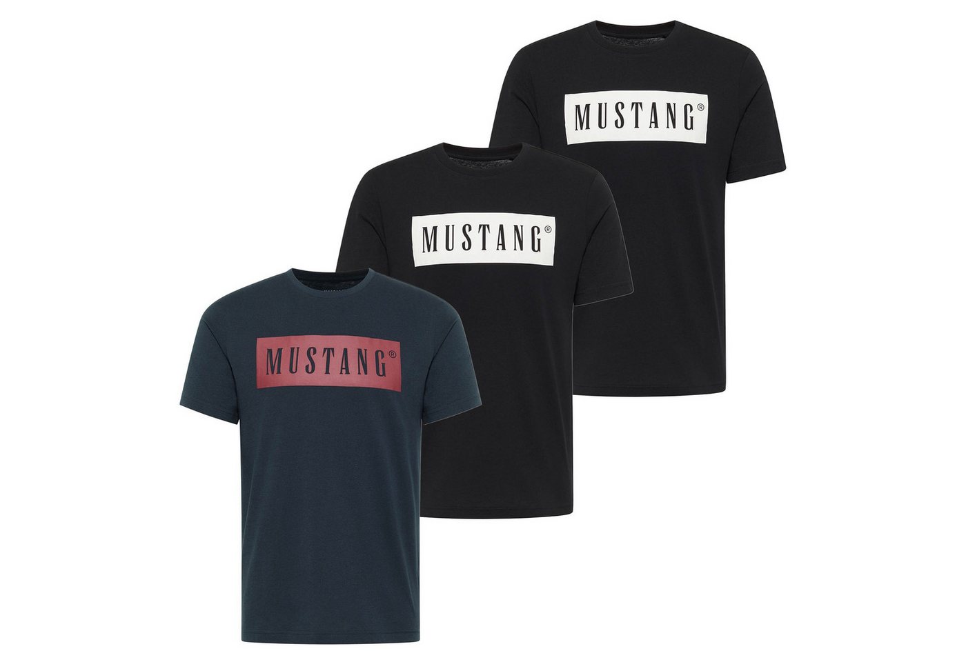 MUSTANG T-Shirt Herren T-Shirt 3er Pack Baumwolle Style Austin 3P (Packung, 3er Pack) von MUSTANG