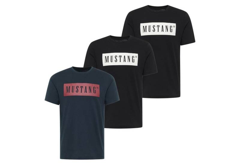 MUSTANG T-Shirt Herren T-Shirt 3er Pack Baumwolle Style Austin 3P (Packung, 3er Pack) von MUSTANG