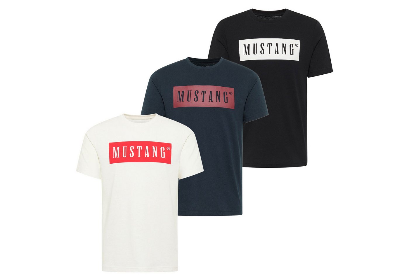 MUSTANG T-Shirt Herren T-Shirt 3er Pack Baumwolle Style Austin 3P (Packung, 3er Pack) von MUSTANG