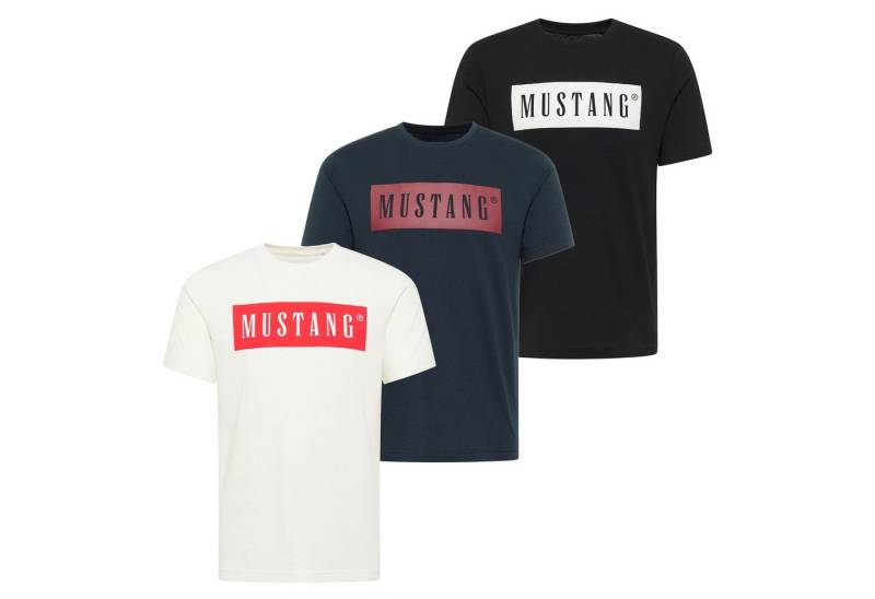 MUSTANG T-Shirt Herren T-Shirt 3er Pack Baumwolle Style Austin 3P (Packung, 3er Pack) von MUSTANG