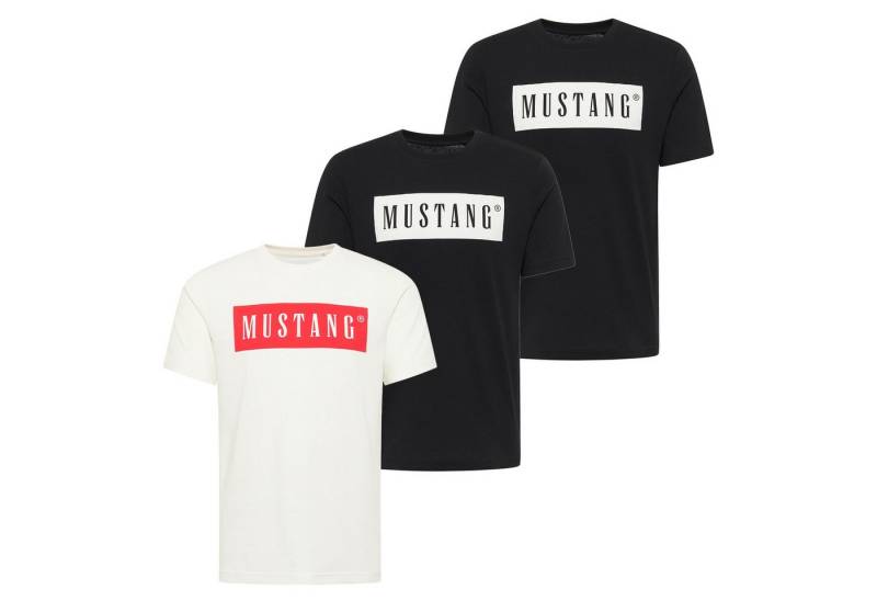 MUSTANG T-Shirt Herren T-Shirt 3er Pack Baumwolle Style Austin 3P (Packung, 3er Pack) von MUSTANG