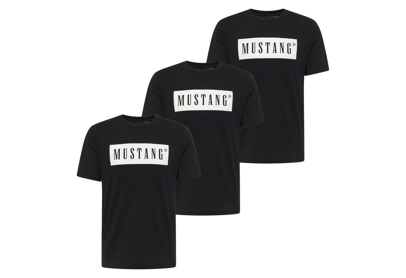 MUSTANG T-Shirt Herren T-Shirt 3er Pack Baumwolle Style Austin 3P (Packung, 3er Pack) von MUSTANG