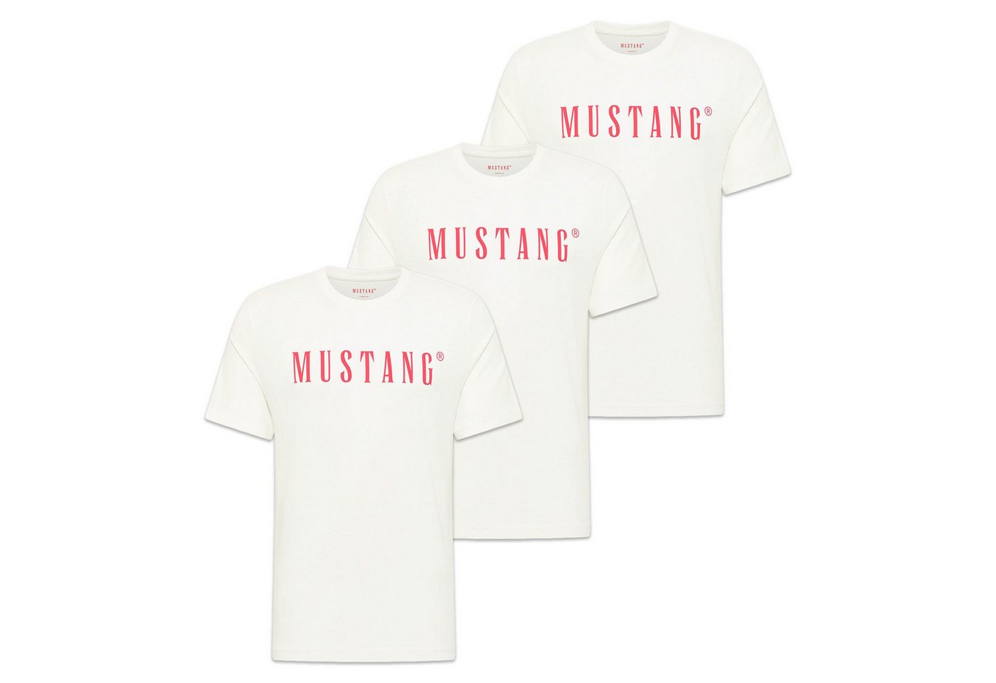 MUSTANG T-Shirt Herren T-Shirt 3er Pack Baumwolle Style Austin 3P (Packung, 3er Pack) von MUSTANG