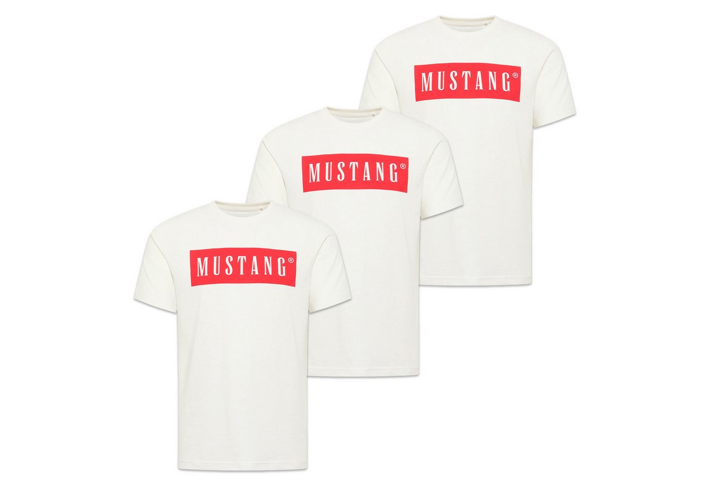 MUSTANG T-Shirt Herren T-Shirt 3er Pack Baumwolle Style Austin 3P (Packung, 3er Pack) von MUSTANG