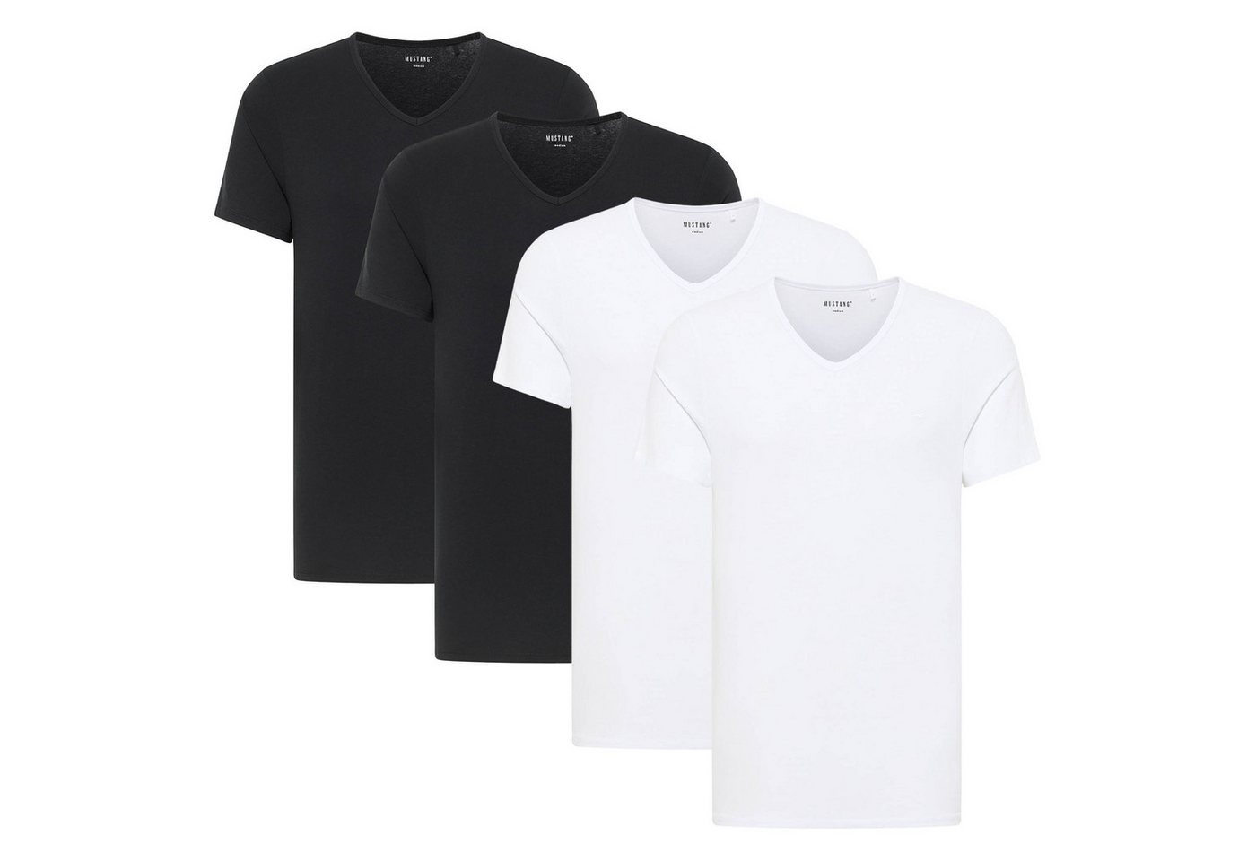 MUSTANG T-Shirt Herren T-Shirt 4er Pack Baumwolle (Packung, 4er Pack) von MUSTANG