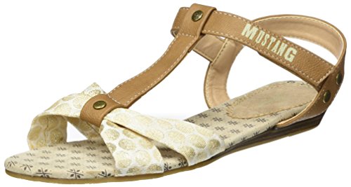 Mustang Unisex-Kinder 5029-808-480 T-Spangen Sandalen, Beige (Champagner) von MUSTANG