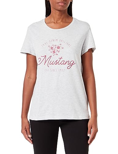 MUSTANG Damen Style Alina C Print T-Shirt, Light Grey Melange 4141, XL von MUSTANG