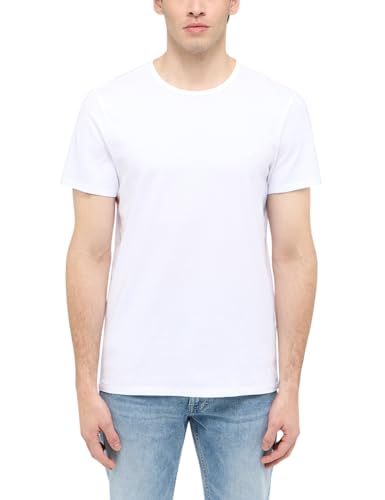 MUSTANG Herren T-Shirt Allen 2er Pack - Regular Fit S- 3XL Weiss Schwarz Stretch, Größe:4XL, Farbe:General White 2045 von MUSTANG