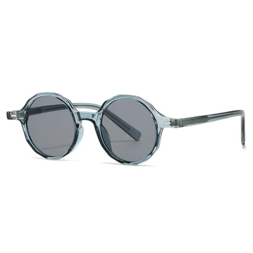 Beliebte Mode Polygon Runde Sonnenbrille Frauen Retro Nieten Shades Uv400 Männer Sonnenbrille (Blau Grau) von MUTYNE