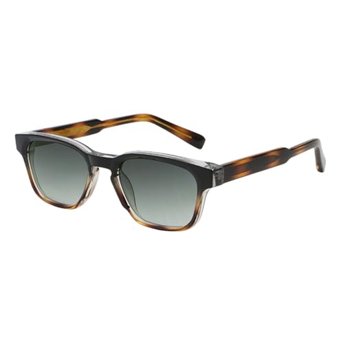 Braun-grüne modische Sonnenbrille für Männer, quadratische Sonnenbrille aus Acetat für Frauen, UV400-Zubehör, Schwarz, Leopardengrau, Einheitsgröße von MUTYNE