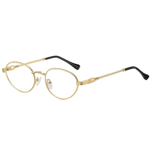 Gold Metall Oval Sonnenbrille Frauen Retro Lila Rosa Runde Sonnenbrille Für Männer Verlaufsglas Uv400 Outdoor Zubehör, Gold mit Klar, Einheitsgröße von MUTYNE