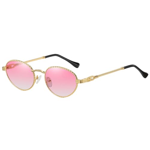 Gold Metall Oval Sonnenbrille Frauen Retro Lila Rosa Runde Sonnenbrille Für Männer Verlaufsglas Uv400 Outdoor Zubehör, Gold mit Rosa, Einheitsgröße von MUTYNE