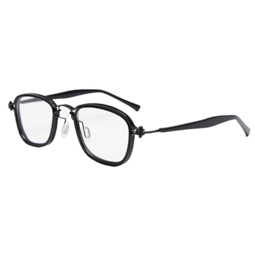 Handgefertigter Vintage-Brillenrahmen für Männer, klare Gläser, Retro-Stil, quadratische Brille für Frauen, Acetat-Metall, Gold/Schwarz, Einheitsgröße von MUTYNE