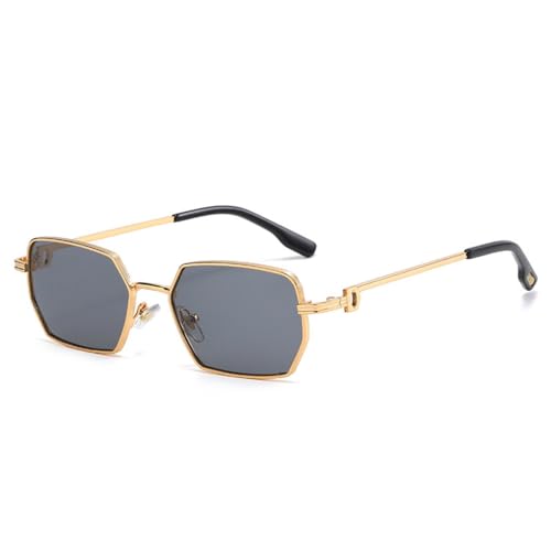 Kleine quadratische Sonnenbrille für Herren, modisch, rechteckig, für Damen, Metall, Luxus-Sonnenbrille, C01 Gold Schwarz, Einheitsgröße von MUTYNE